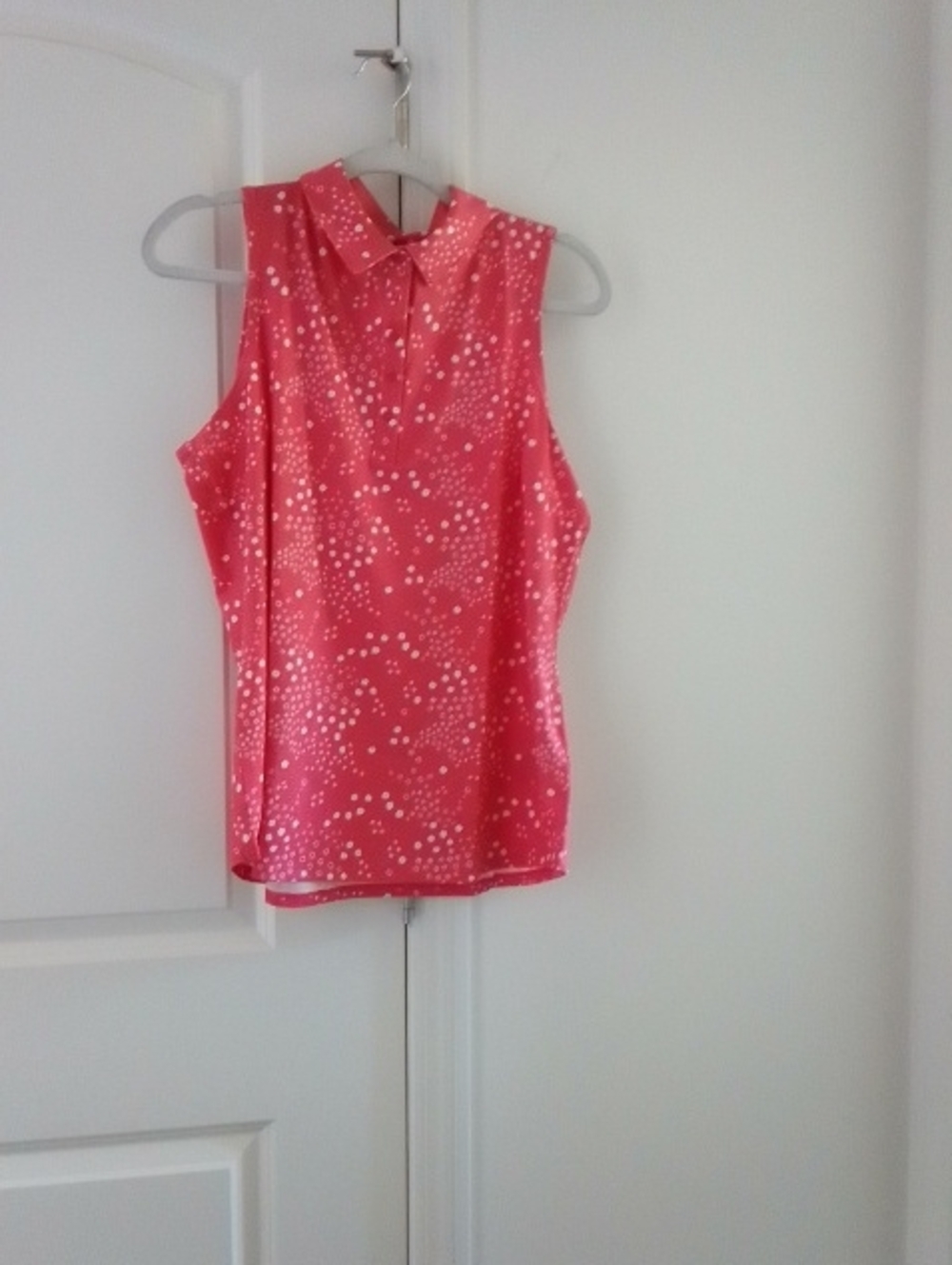 Puma Pink Sleeveless Dot-Print Collared